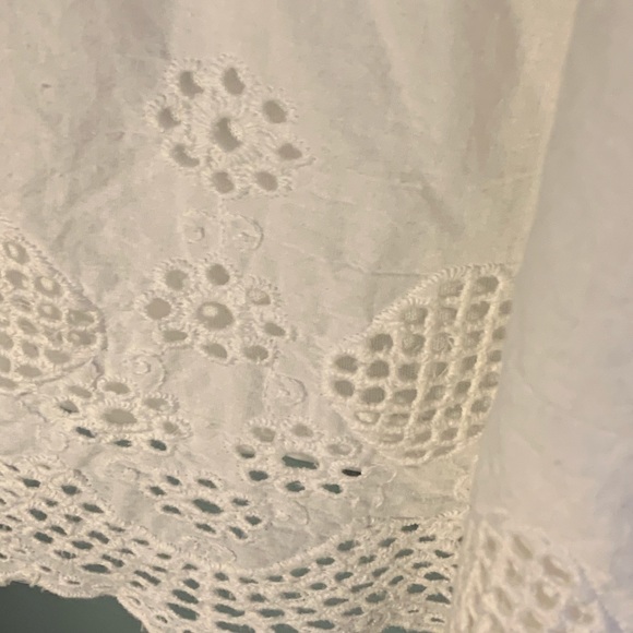 White Emmalee Dress Gold and White Buttons Eyelet - Picture 3 of 6